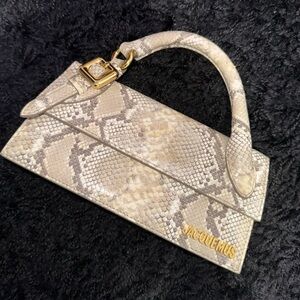 Jacquemus Le Chiquito Long Top-Handle Bag, Snake-Embossed